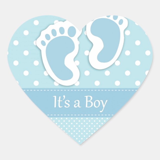 Personalisieren Sie Baby Boy Footprints Adorable Herz-Aufkleber (Vorderseite)
