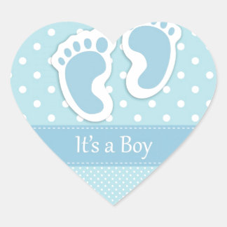 Personalisieren Sie Baby Boy Footprints Adorable Herz-Aufkleber