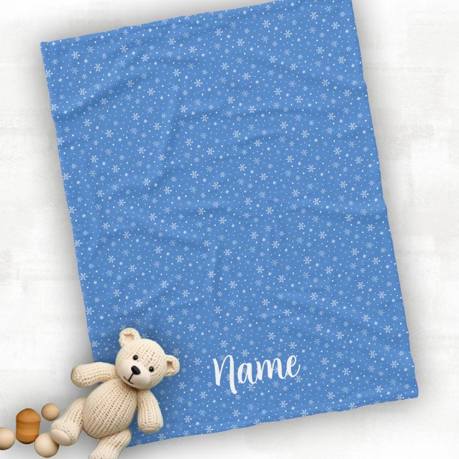 Personalisieren Sie Baby Winter Snowflakes Blue Fleecedecke (Von Creator hochgeladen)