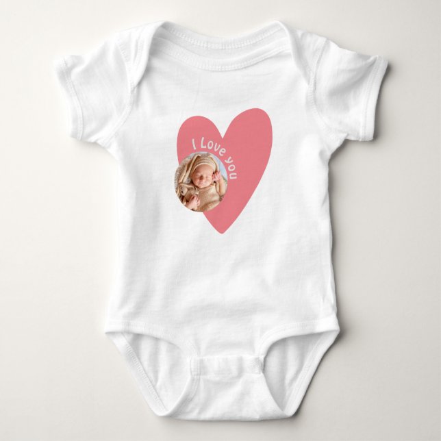 Personalisieren Sie Babygeschenke mit Foto und Nac Baby Strampler (Vorderseite)