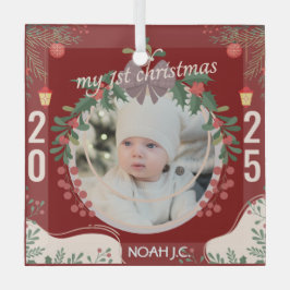 Personalisieren Sie Babyname und Foto Ornament Aus Glas
