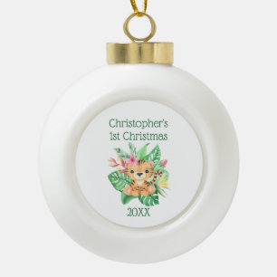 Personalisieren Sie Babys erstes Weihnachtsbaby-Ti Keramik Kugel-Ornament