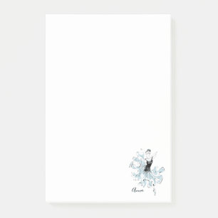 Personalisieren Sie Ballerina Sketch in Blue Post-it Klebezettel