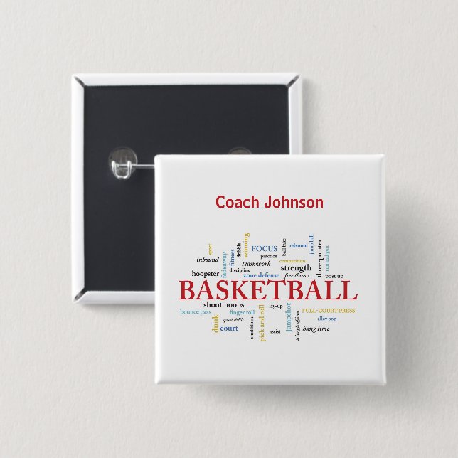 Personalisieren Sie Basketball Coach Vielen Dank i Button (Vorne & Hinten)