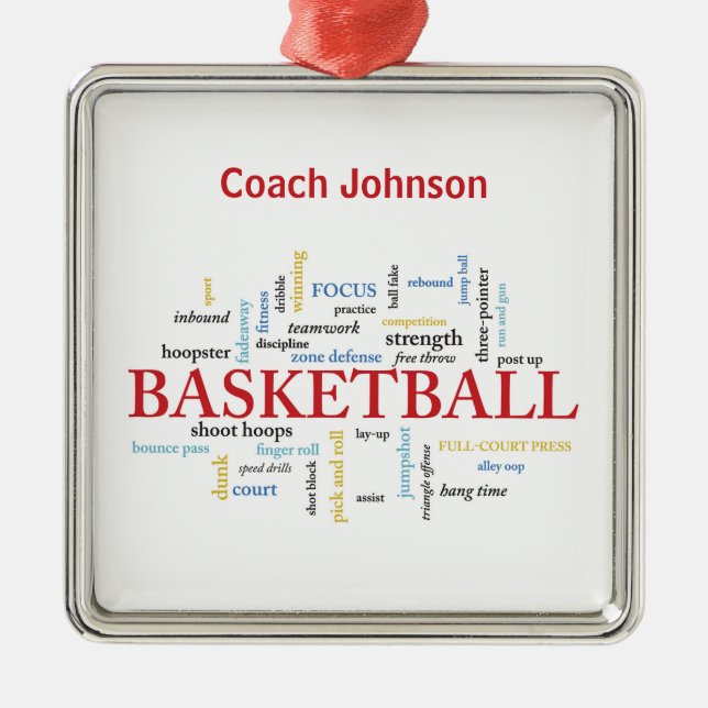 Personalisieren Sie Basketball Coach Vielen Dank i Ornament Aus Metall (Vorne)