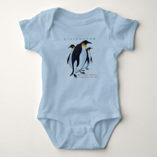 Personalisieren Sie Birds Penguins Blue Baby Boy Strampler