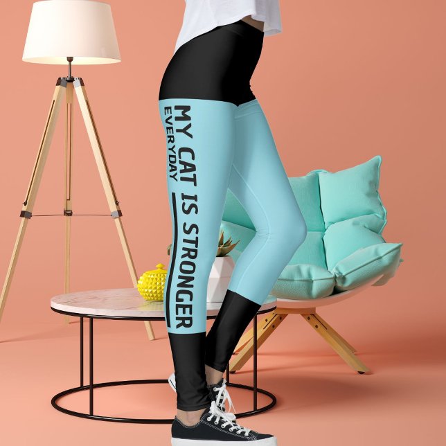 Personalisieren Sie Black Robin Egg Blue Stripes C Leggings (Von Creator hochgeladen)