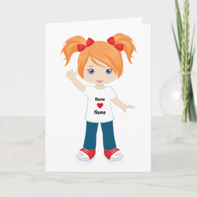 Personalisieren Sie Blank Card Red Hair Girl Karte (Vorderseite)