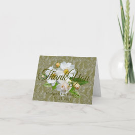 Personalisieren Sie Blank White Roses Foliage Hoch Dankeskarte