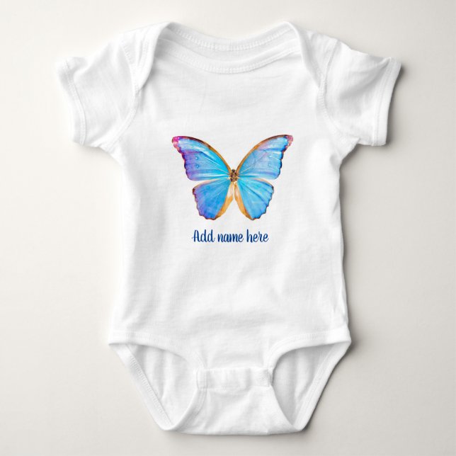 Personalisieren Sie BLAUE BUTTERFLY - Baby Strampler (Vorderseite)