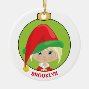Personalisieren Sie Blonde Girl Elf Keramik Ornament