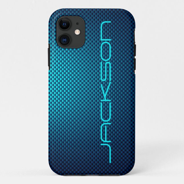 Personalisieren Sie Blue Carbon Faser gemustert Case-Mate iPhone Hülle (Rückseite)