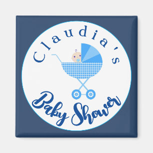 Personalisieren Sie Blue Carriage Baby Dusche Gefa Magnet