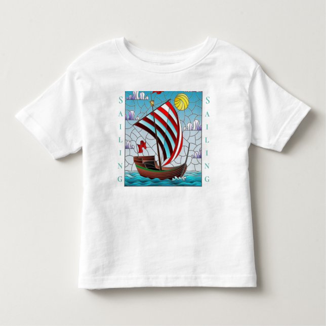 Personalisieren Sie Blue Ocean Sail Boat Clear Sky Kleinkind T-shirt (Vorderseite)
