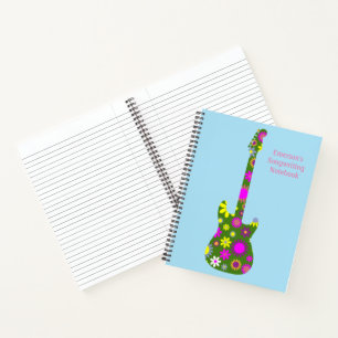 Personalisieren Sie Boho Floral Retro Gitarre auf Notizbuch