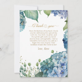 Personalisieren Sie Brautparty Blue Hydrangea Dankeskarte