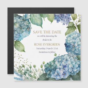 Personalisieren Sie Brautparty Blue Hydrangea Magnetkarte