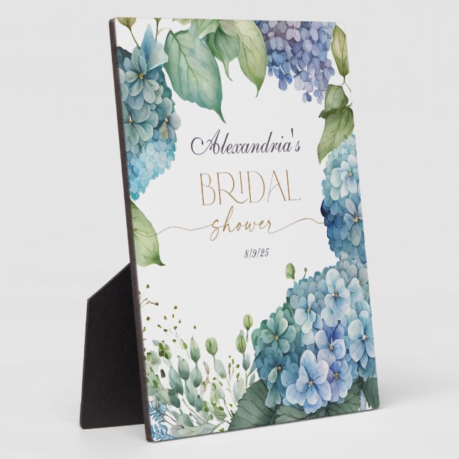 Personalisieren Sie Brautparty Blue Hydrangeas Fotoplatte (Seite)