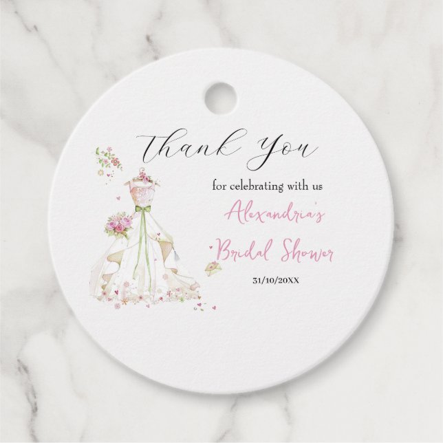 Personalisieren Sie Brautparty Dress Vielen Dank Geschenkanhänger (Vorderseite)