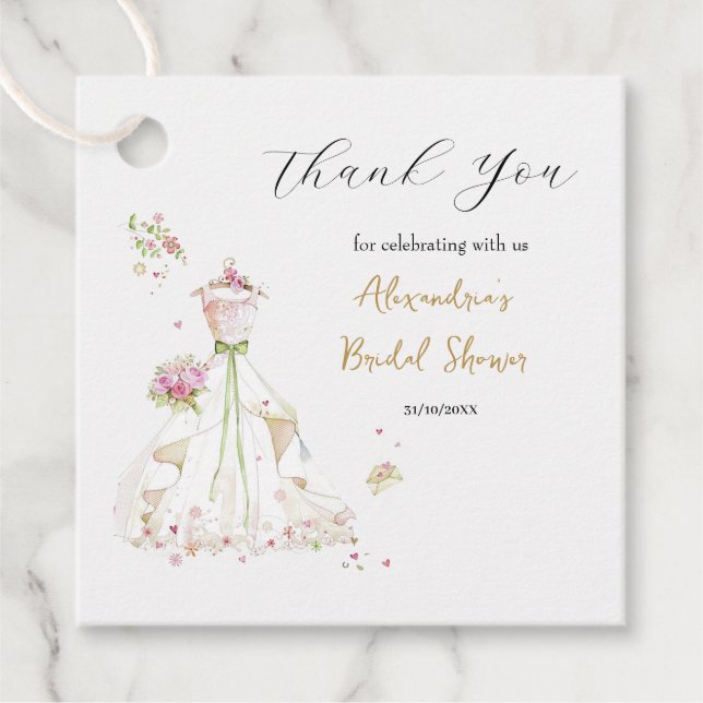 Personalisieren Sie Brautparty Dress Vielen Dank Geschenkanhänger (Vorderseite)