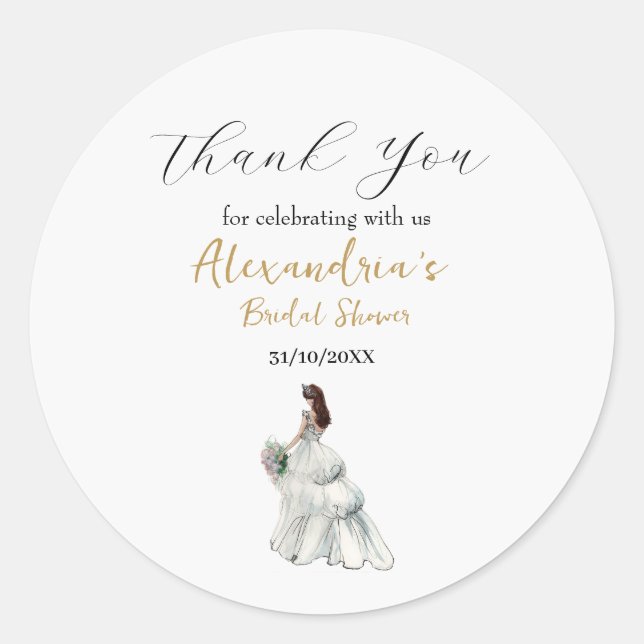 Personalisieren Sie Brautparty Dress Vielen Dank Runder Aufkleber (Vorderseite)