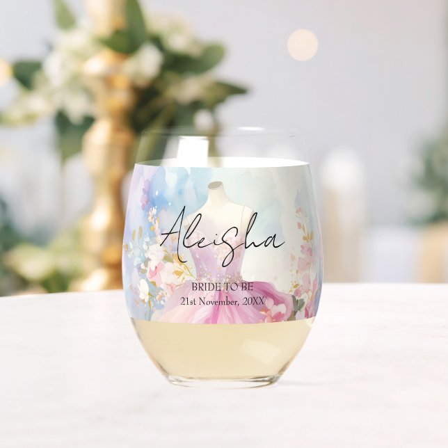 Personalisieren Sie Brautparty Dress Vielen Dank Weinglas Ohne Stiel (Insitu (Hochzeit))