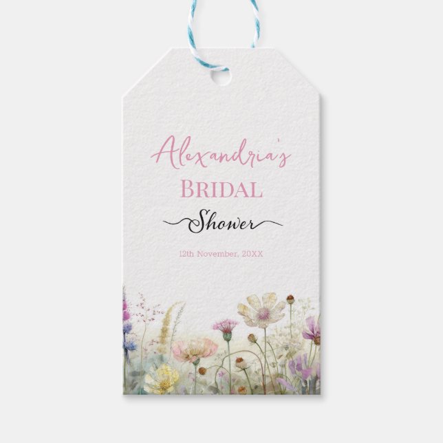 Personalisieren Sie Brautparty Wild Blume Geschenkanhänger (Vorderseite)