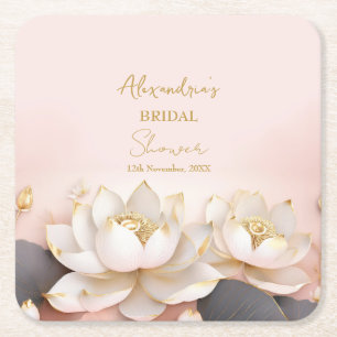 Personalisieren Sie Bridal Shower Pink Lotus Nr. 8 Rechteckiger Pappuntersetzer