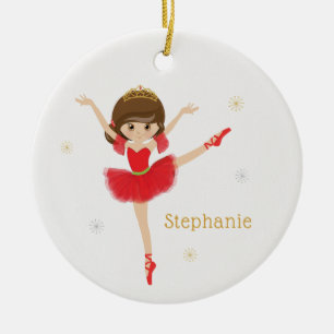 Personalisieren Sie Brünette Weihnachten Ballerina Keramik Ornament