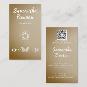 Personalisieren Sie Butterfly Moon Sun Beige QR Co Visitenkarte