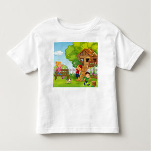 Personalisieren Sie Cartoon-Backyard Play-Puppy-Ki Kleinkind T-shirt