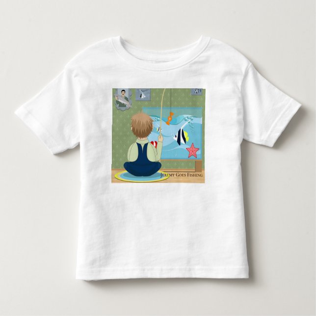 Personalisieren Sie Cartoon Jeremy geht Fishing Kleinkind T-shirt (Vorderseite)