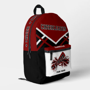 Personalisieren Sie Cheerleader Burgunderrot, Schw Bedruckter Rucksack