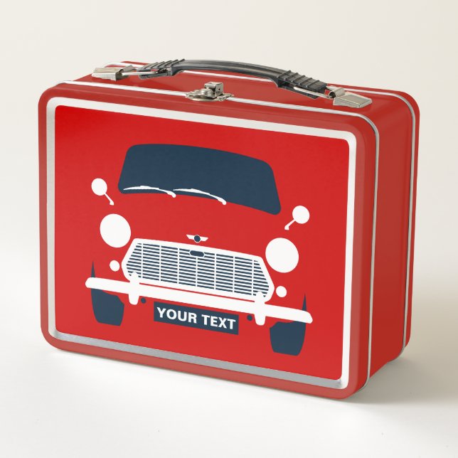 Personalisieren Sie CLASSIC BRITISH MINI CAR & UNI Metall Brotdose (Vorderseite)