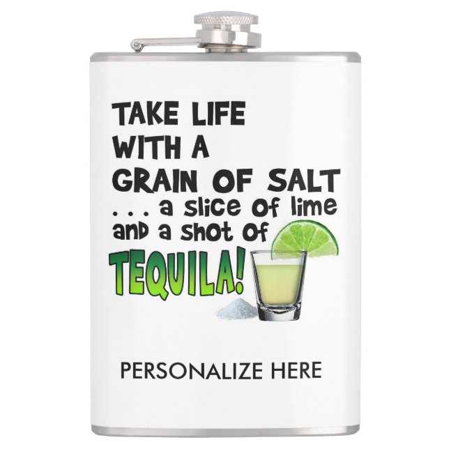PERSONALISIEREN SIE COCKTAIL FLASK - LIMON, SALZ,  FLACHMANN (Vorderseite)