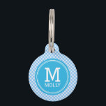 Personalisieren Sie Country Baby Blue Gingham Mono Haustiermarke<br><div class="desc">Mit Monogramm Begleiter-Tag mit einem stilvollen, bezaubernden Baby-Blue Gingham-Muster. Personalisieren Sie es durch Ersetzen des Platzhaltertextes. Für weitere Optionen, wie zum Beispiel den Schriftart und seine Größe ändern, klicken Sie auf die Schaltfläche "Anpassen". *Bitte beachten Sie, dass das Zazzle-Wasserzeichen, das in der Zoomvorschau angezeigt wird, nicht auf dem Endprodukt erscheint....</div>