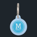 Personalisieren Sie Country Baby Blue Gingham Mono Haustiermarke<br><div class="desc">Mit Monogramm Begleiter-Tag mit einem stilvollen, bezaubernden Baby-Blue Gingham-Muster. Personalisieren Sie es durch Ersetzen des Platzhaltertextes. Für weitere Optionen, wie zum Beispiel den Schriftart und seine Größe ändern, klicken Sie auf die Schaltfläche "Anpassen". *Bitte beachten Sie, dass das Zazzle-Wasserzeichen, das in der Zoomvorschau angezeigt wird, nicht auf dem Endprodukt erscheint....</div>
