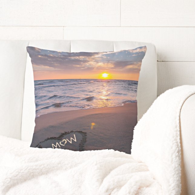 Personalisieren Sie Couple Beach Sunset Heart Thro Kissen (Von Creator hochgeladen)