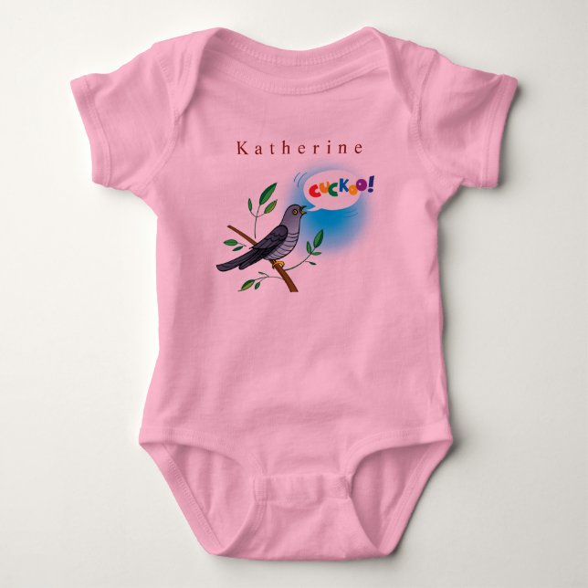 Personalisieren Sie Cuckoo Bird auf Branch Baby Gi Strampler (Vorderseite)