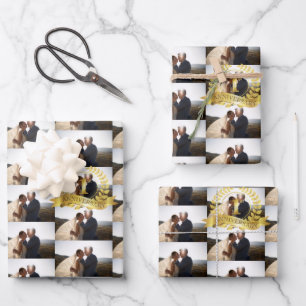 Personalisieren Sie das 1. Hochzeitsjubiläumsfoto  Geschenkpapier Set