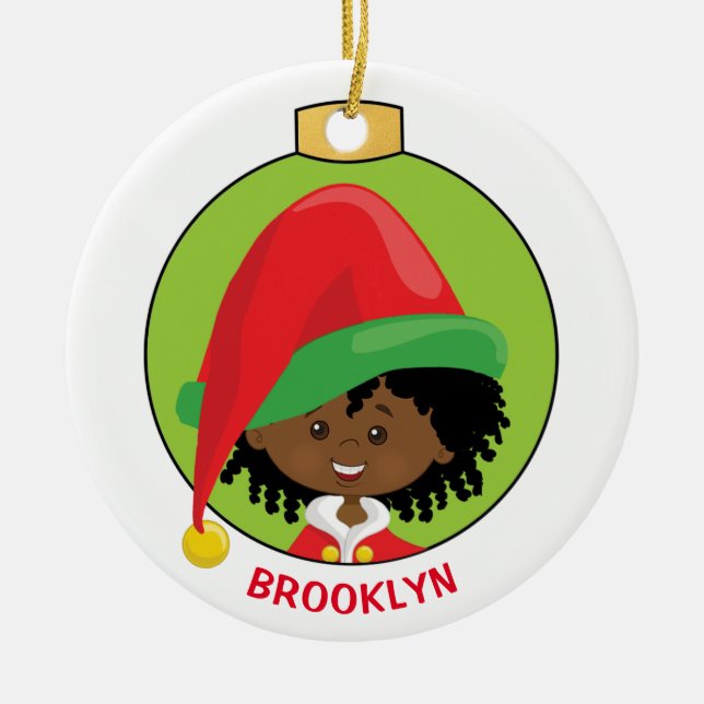 Personalisieren Sie das American Girl Elf Keramik Ornament (Vorne)