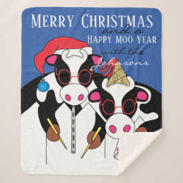 Personalisieren Sie das Blanket "Happy Moo Year"/M Sherpadecke