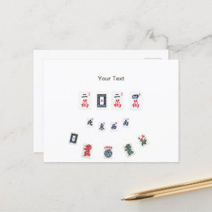 Personalisieren Sie das Design der MahJong-Fliesen Ankündigungspostkarte