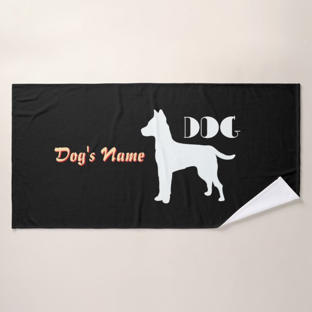 Personalisieren Sie das DOG Logo Black Doggie Badehandtuch (Badehandtuch)