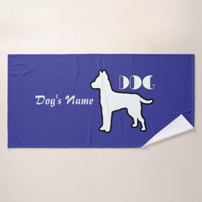 Personalisieren Sie das DOG Logo Deep Blue Doggie Badehandtuch (Badehandtuch)