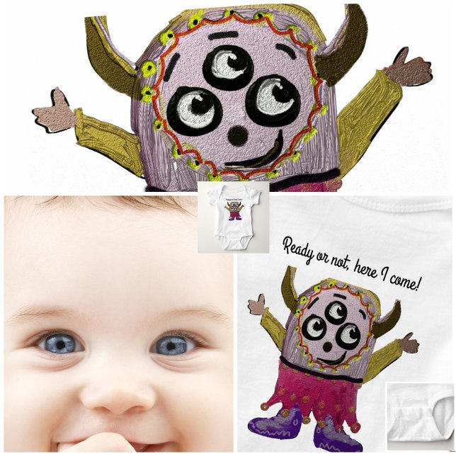 Personalisieren Sie das glückliche Kleine Monster  Baby Strampler (Von Creator hochgeladen)