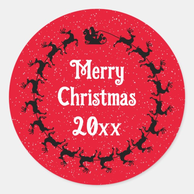 Personalisieren Sie das Jahr, in dem Santa die Sch Runder Aufkleber (Vorderseite)