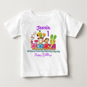 Personalisieren Sie das junge Kind in der Tierschu Baby T-shirt