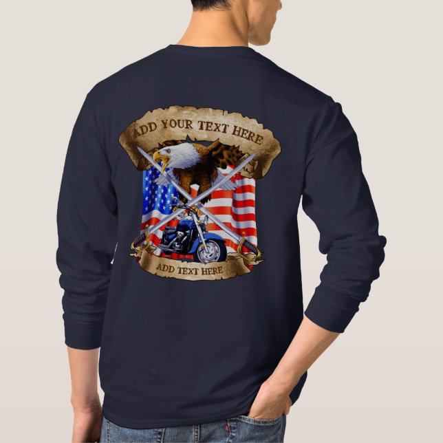 Personalisieren Sie das Motorrad Veteran Patriot U T-Shirt (Rückseite)