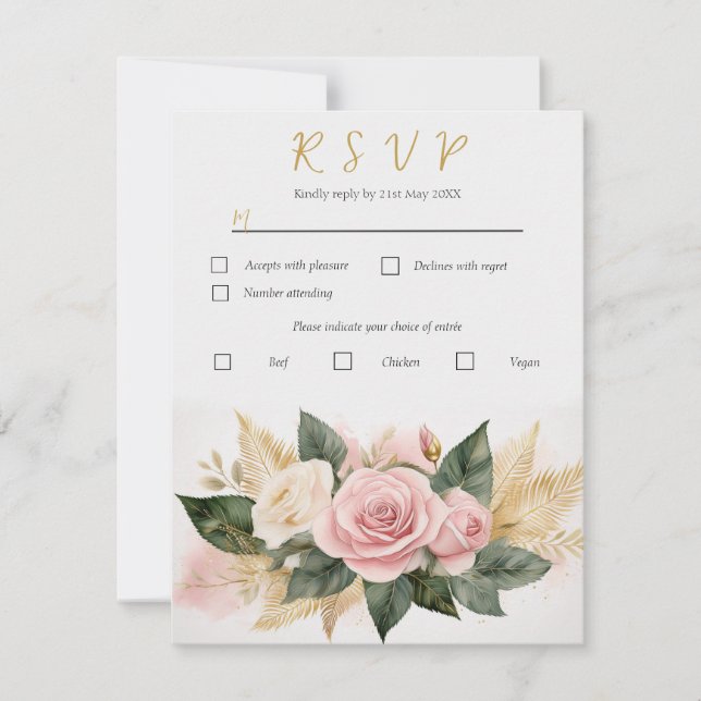 Personalisieren Sie das Rose-Bouquet der Wedding R RSVP Karte (Vorderseite)
